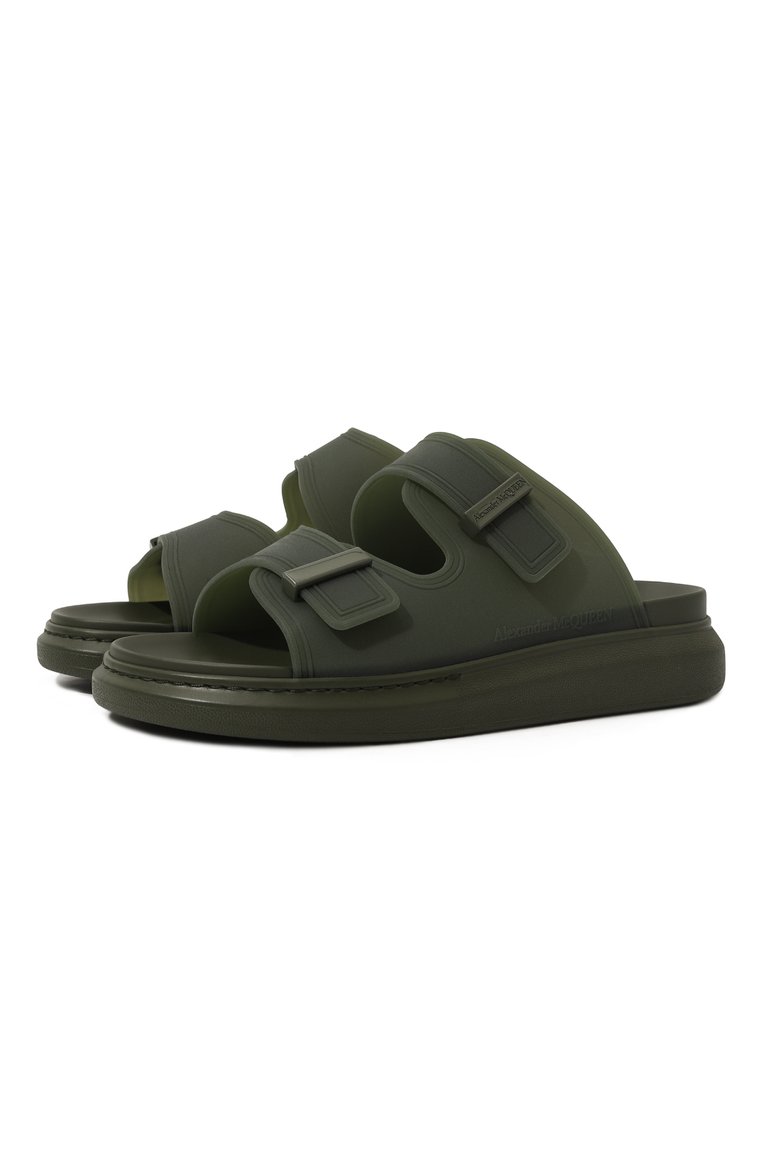 Мужские шлепанцы hybrid ALEXANDER MCQUEEN хаки цвета, арт. 663563/W4TM6 | Фото 1 (Нос: Не проставлено; Материал внешний: Резина)