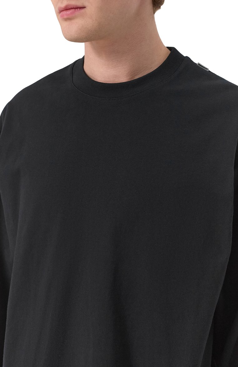 Мужская хлопковый лонгслив JIL SANDER черного цвета, арт. J22GC0200/J20244 | Фото 5 (Длина (для топов): Стандартные; Рукава: Длинные; Стили: Кэжуэл; Принт: Без принта; Материал внешний: Хлопок; Кросс-КТ: Джерси; Мужское Кросс-КТ: Футболка-одежда)