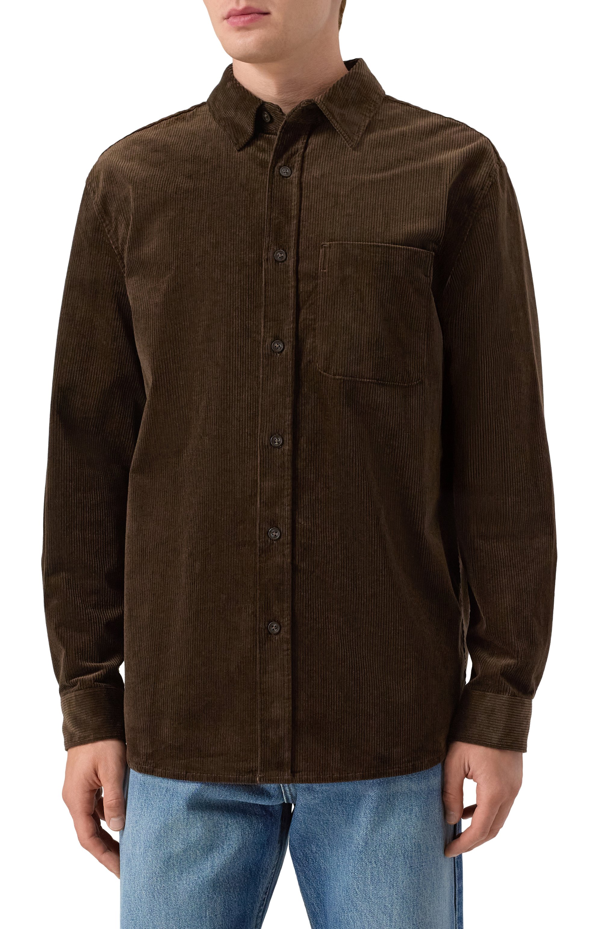 Вельветовая рубашка 12 STOREEZ темно-коричневого цвета по цене 24000 руб., арт. 133460, фото 3 Вельветовая рубашка 12 STOREEZ, арт. 133460, фото 3