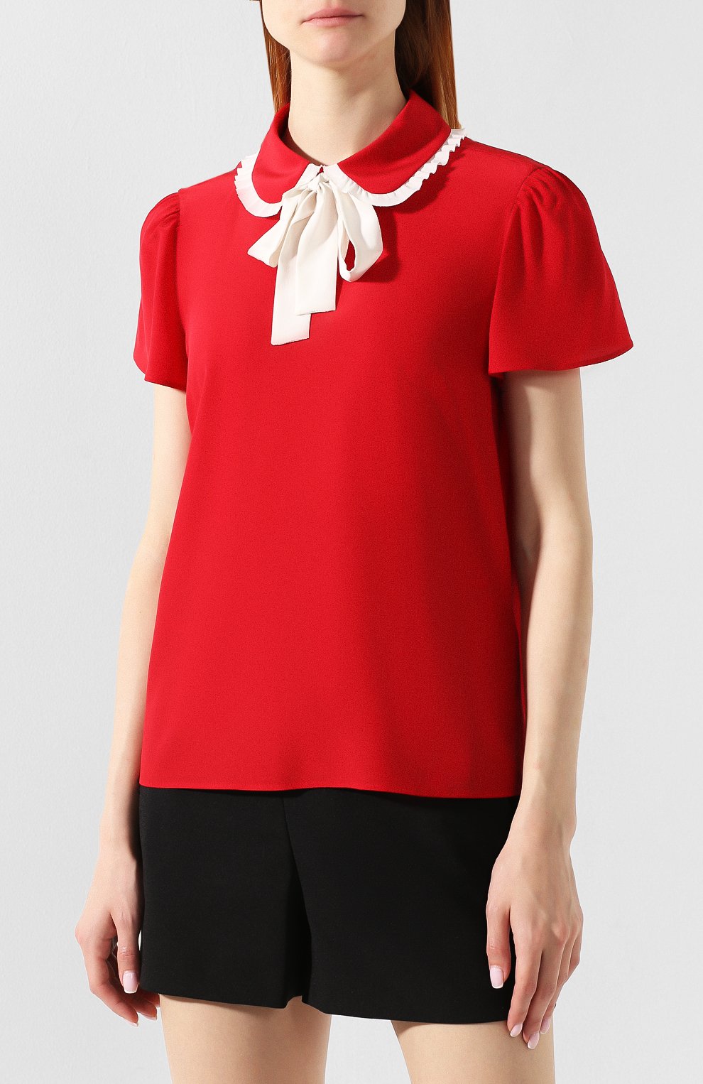 Шелковый топ REDVALENTINO красного цвета по цене 38800 руб., арт. SR3AA0U7/48P, фото 3 Шелковый топ REDVALENTINO, арт. SR3AA0U7/48P, фото 3