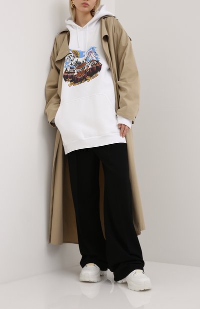 Хлопковое худи VETEMENTS черно-белого цвета по цене 94900 руб., арт. UAH21TR635 1605/W, фото 2 Хлопковое худи VETEMENTS, арт. UAH21TR635 1605/W, фото 2