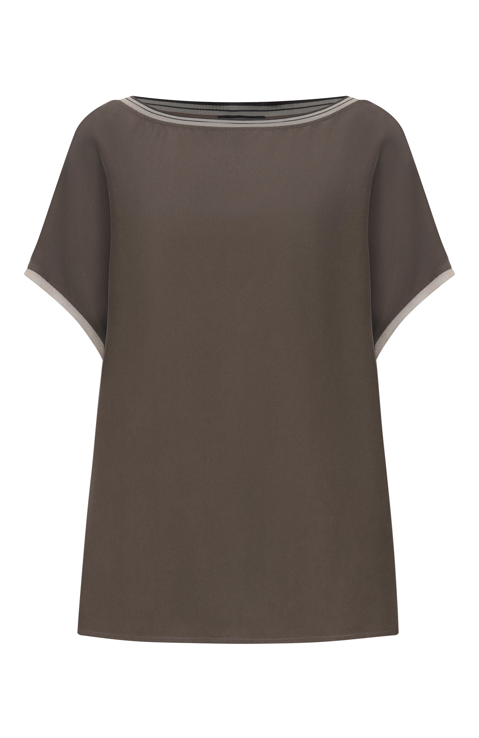 Шелковый топ GIORGIO ARMANI темно-серого цвета по цене 158000 руб., арт. GW003910/TE13643, фото 1 Шелковый топ GIORGIO ARMANI, арт. GW003910/TE13643, фото 1