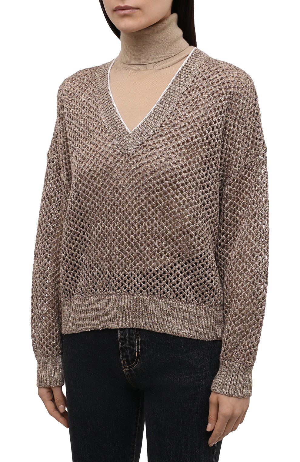 Свитер изо льна и хлопка BRUNELLO CUCINELLI, арт. MAJ585202, фото 3