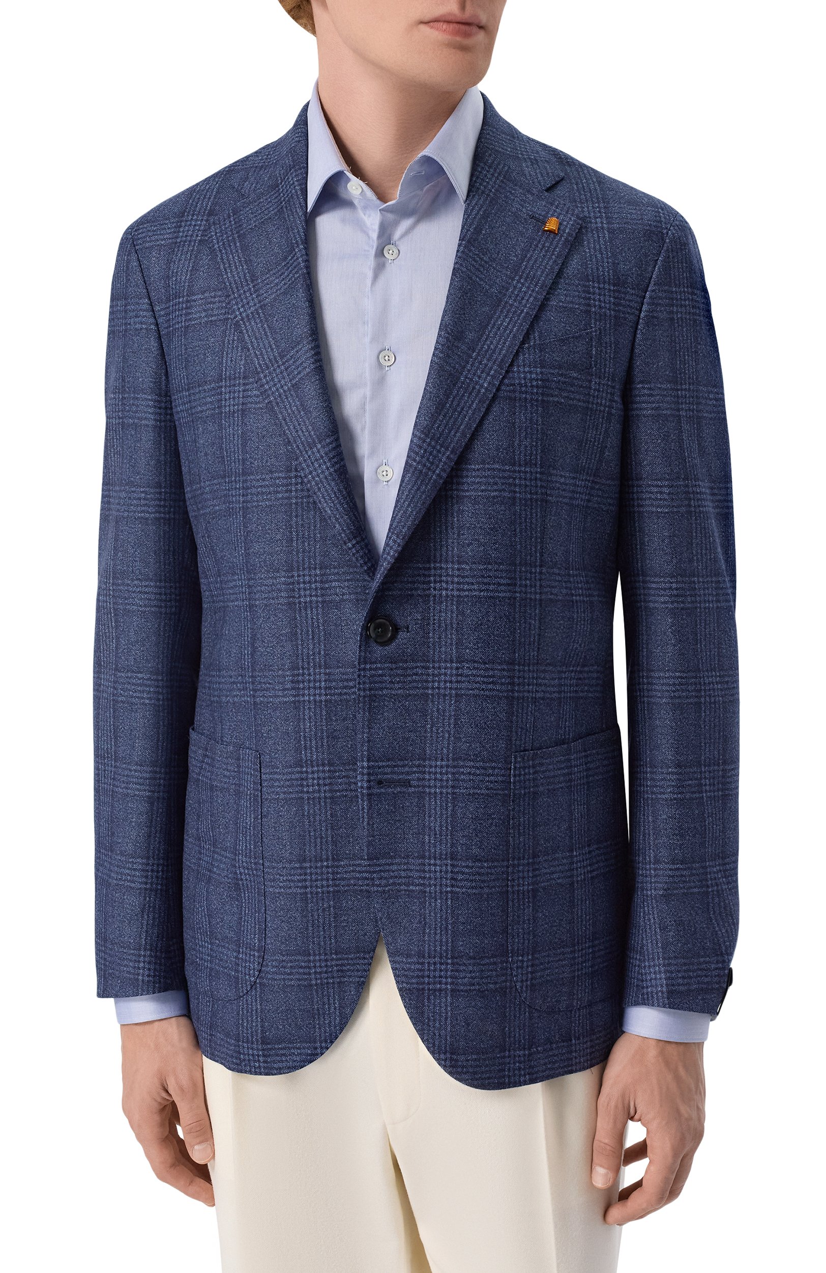 Шерстяной пиджак SARTORIA LATORRE синего цвета по цене 99500 руб., арт. EF74/QK0202, фото 3 Шерстяной пиджак SARTORIA LATORRE, арт. EF74/QK0202, фото 3