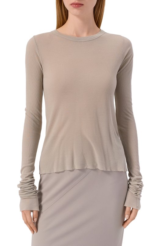 Лонгслив из вискозы и шелка Rick Owens RP02E4209/RC Серый  RP02E4209/RC Фото 3