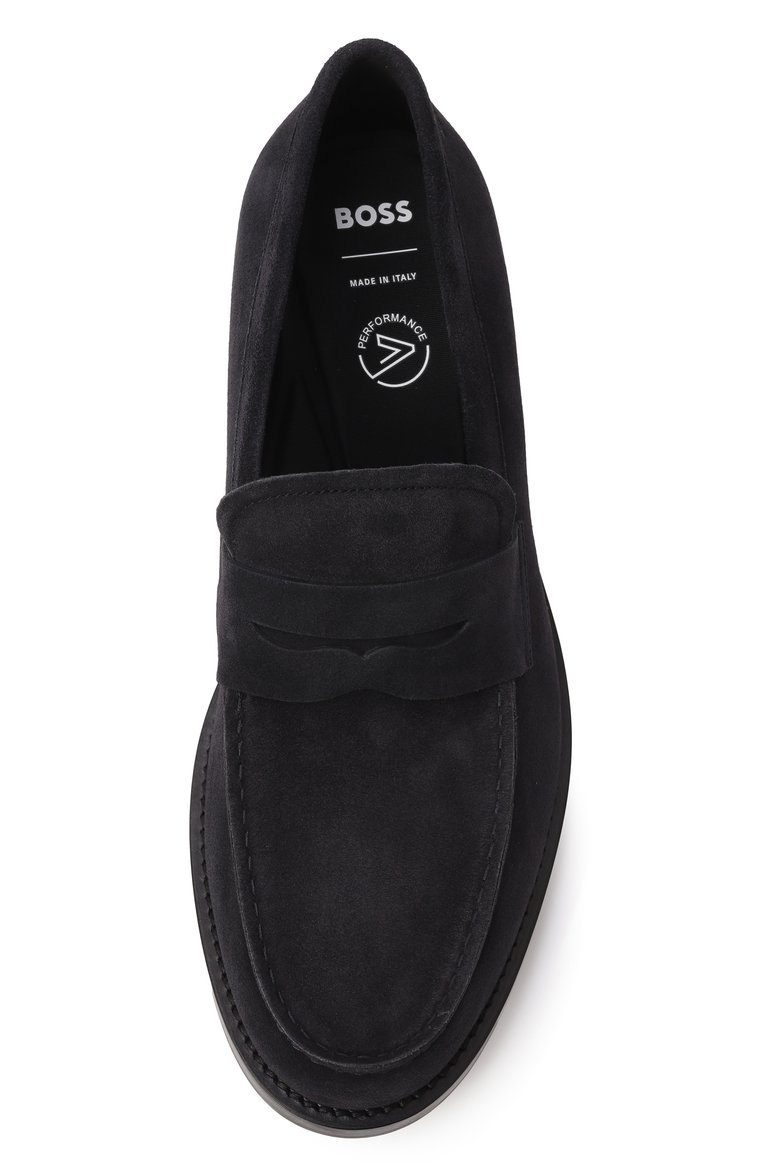 Мужские замшевые пенни-лоферы dressletic BOSS темно-синего цвета, арт. 50536637 | Фото 6 (Материал внешний: Натуральная кожа, Замша; Нос: Не проставлено; Стили: Кэжуэл; Материал внутренний: Текстиль)