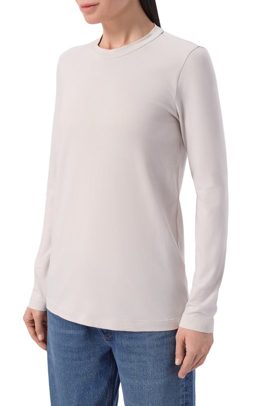 Хлопковый лонгслив Brunello Cucinelli MPT18B0107 Серый  MPT18B0107 Фото 3