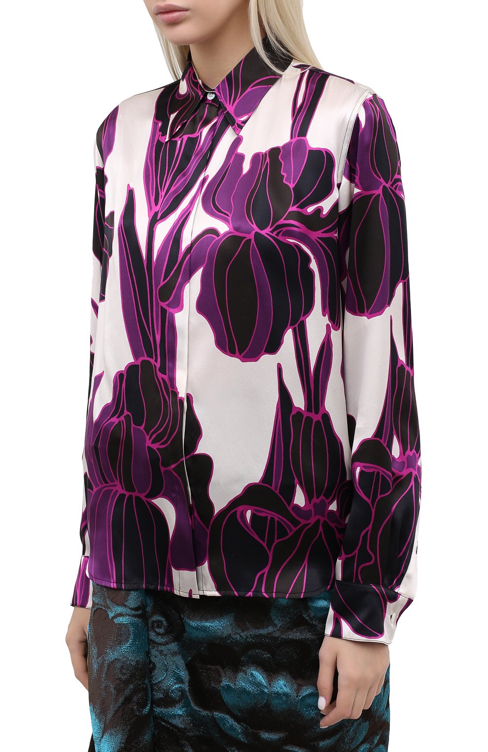 Шелковая рубашка DRIES VAN NOTEN фуксия цвета по цене 84450 руб., арт. 202-10764-1135, фото 3 Шелковая рубашка DRIES VAN NOTEN, арт. 202-10764-1135, фото 3