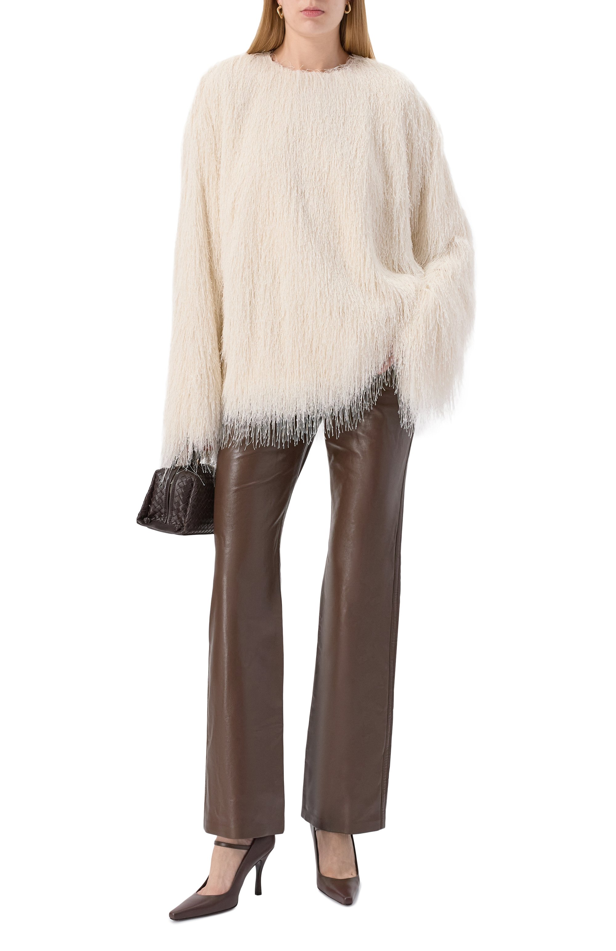 Брюки из экокожи NANUSHKA коричневого цвета по цене 85700 руб., арт. SELDES, фото 2 Брюки из экокожи NANUSHKA, арт. SELDES, фото 2