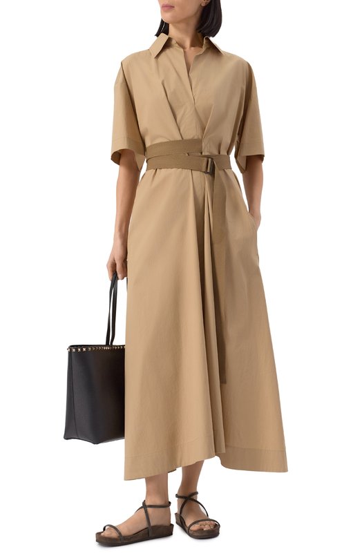 Хлопковое платье Brunello Cucinelli M0H93A5306 Бежевый  M0H93A5306 Фото 2