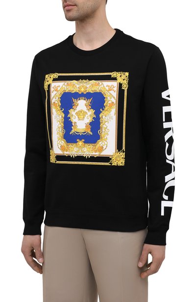 Хлопковый свитшот VERSACE черного цвета по цене 89950 руб., арт. 1001380/1A01018, фото 3 Хлопковый свитшот VERSACE, арт. 1001380/1A01018, фото 3