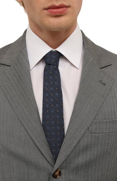 Галстук из кашемира и шелка CANALI синего цвета по цене 17600 руб., арт. 18/HJ03799, фото 2 Галстук из кашемира и шелка CANALI, арт. 18/HJ03799, фото 2