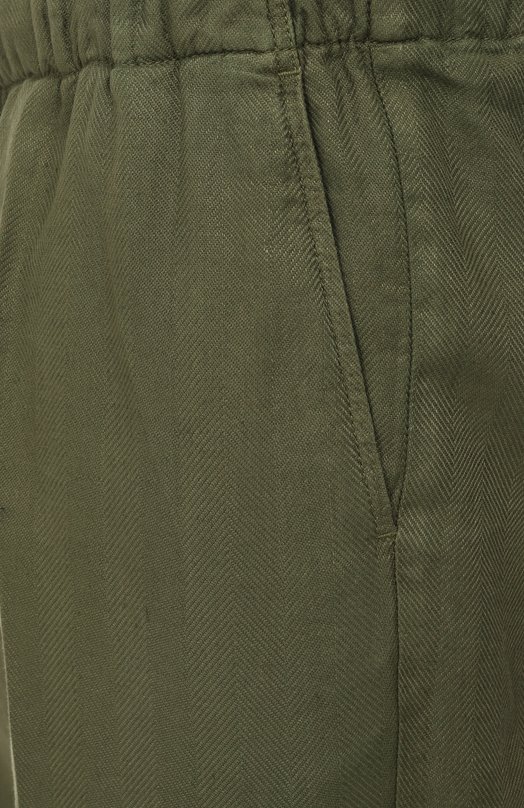 Брюки изо льна и хлопка Kiton UPR003LK0636F08 Хаки  UPR003LK0636F08 Фото 6