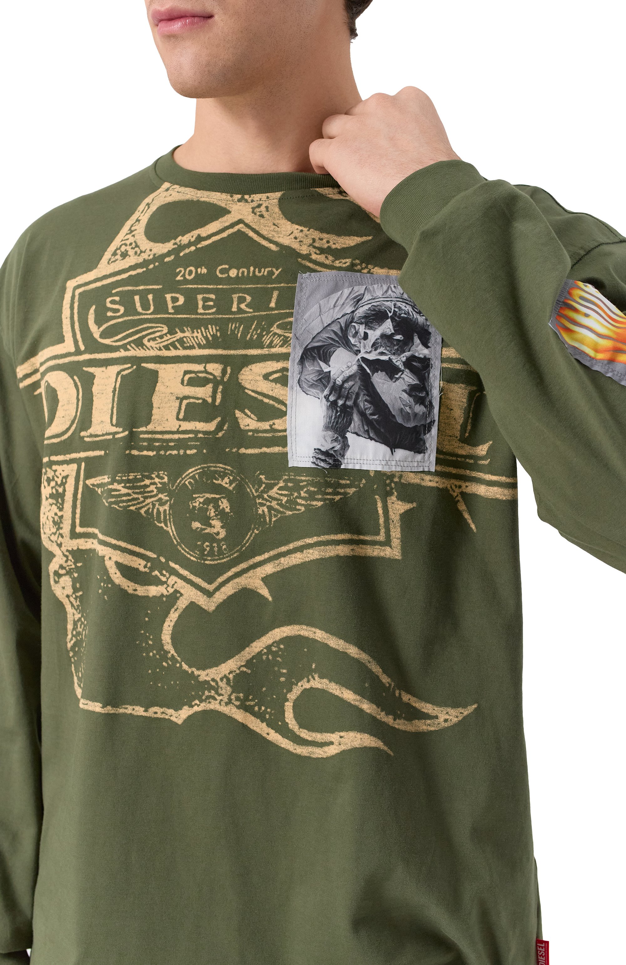 Хлопковый лонгслив DIESEL, арт. A16163/0PLAT, фото 5