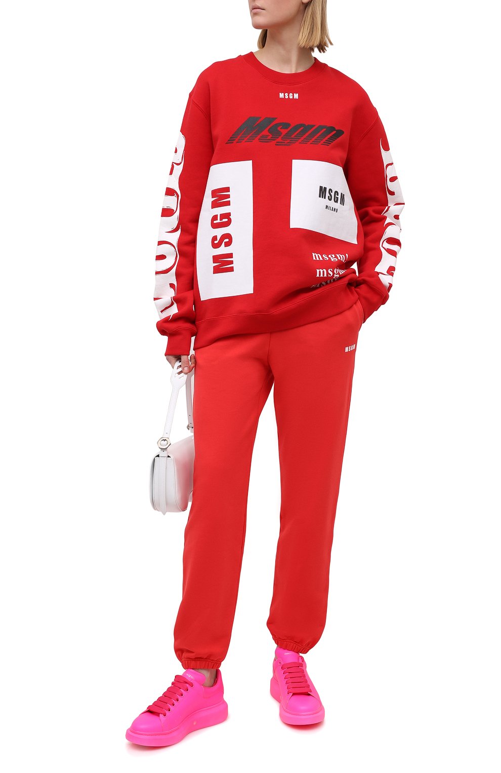 Хлопковый свитшот MSGM красного цвета по цене 15200 руб., арт. 2940MM186 207599/CG, фото 2 Хлопковый свитшот MSGM, арт. 2940MM186 207599/CG, фото 2