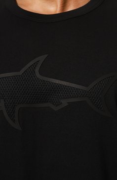 Мужская хлопковая футболка PAUL&SHARK черного цвета, арт. 22411072/3XL-6XL | Фото 5 (Рукава: Короткие; Принт: С принтом; Длина (для топов): Удлиненные; Материал внешний: Хлопок; Стили: Кэжуэл; Размерность: Маломерит; Материал сплава: Проставлено; Драгоценные камни: Проставлено)