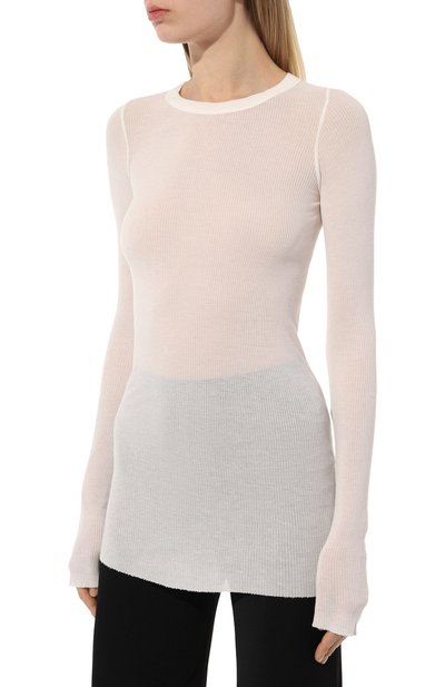 Лонгслив из вискозы и шелка RICK OWENS белого цвета по цене 34700 руб., арт. RP01D2202, фото 3 Лонгслив из вискозы и шелка RICK OWENS, арт. RP01D2202, фото 3