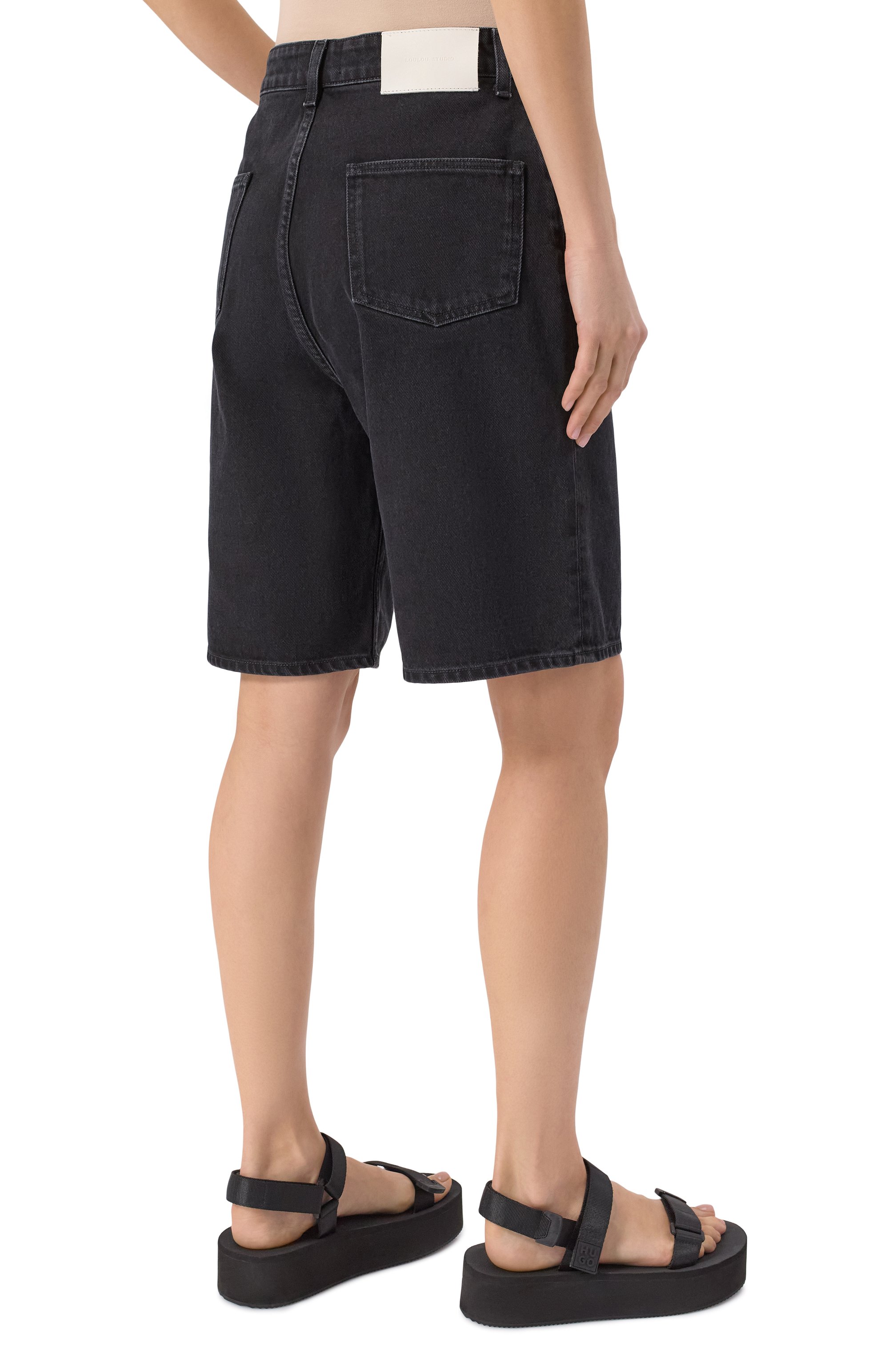 Джинсовые шорты LOULOU DE SAISON темно-серого цвета по цене 26350 руб., арт. ISU, фото 4 Джинсовые шорты LOULOU DE SAISON, арт. ISU, фото 4