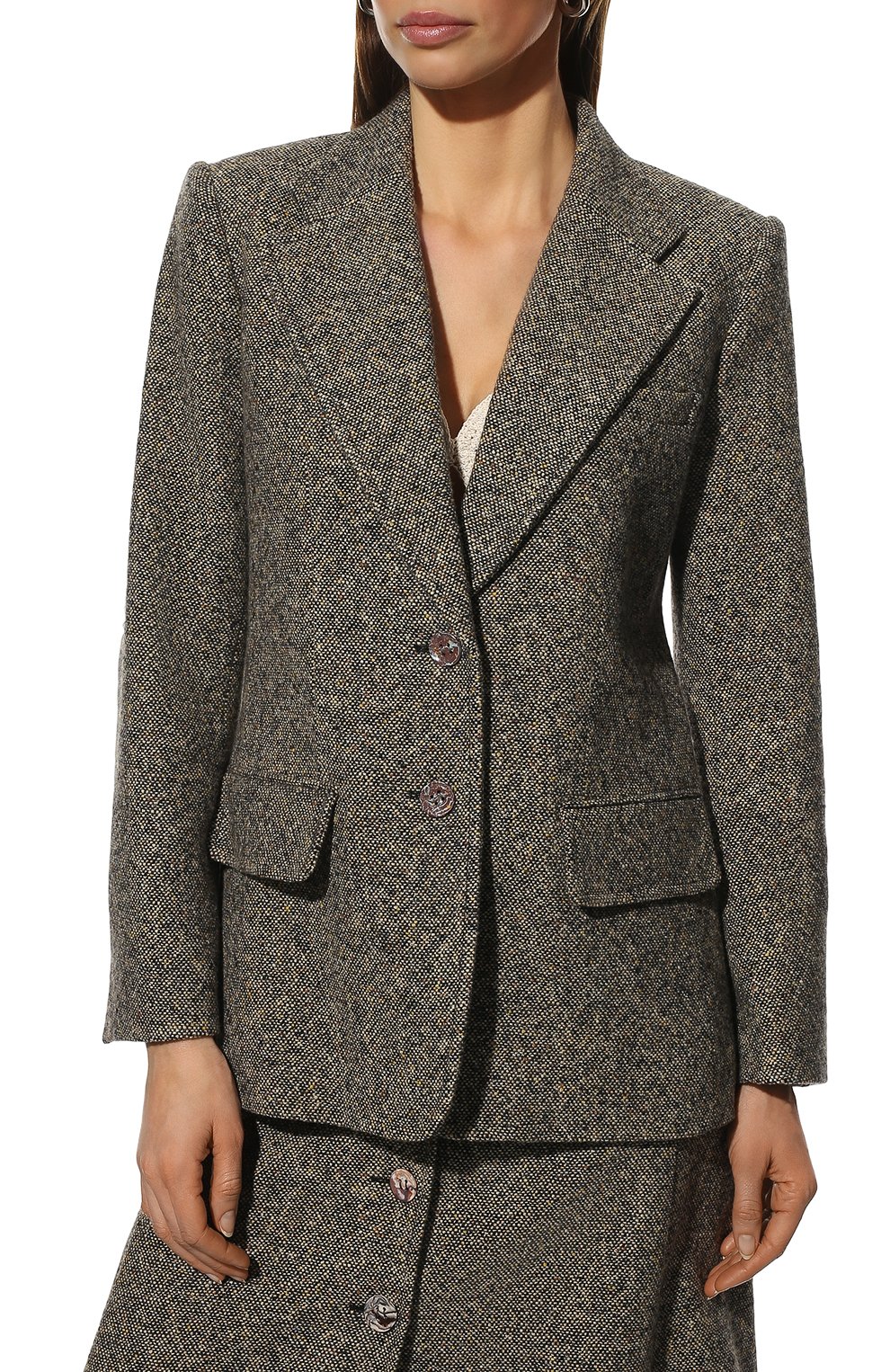 Жакет из шерсти и шелка CHLOÉ темно-серого цвета по цене 291000 руб., арт. CHC21WVE03165, фото 3 Жакет из шерсти и шелка CHLOÉ, арт. CHC21WVE03165, фото 3