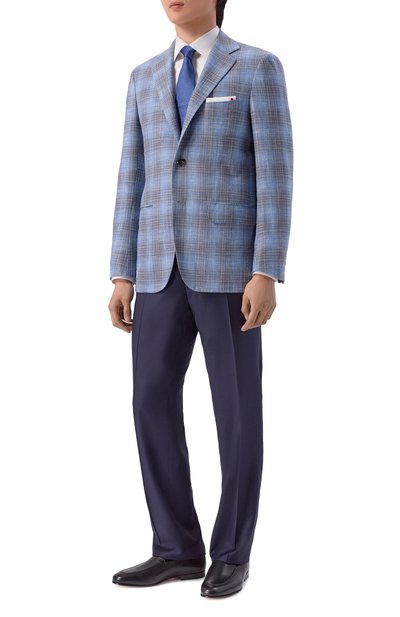 Пиджак из шерсти и шелка KITON голубого цвета по цене 674000 руб., арт. UG81K0628G, фото 2 Пиджак из шерсти и шелка KITON, арт. UG81K0628G, фото 2