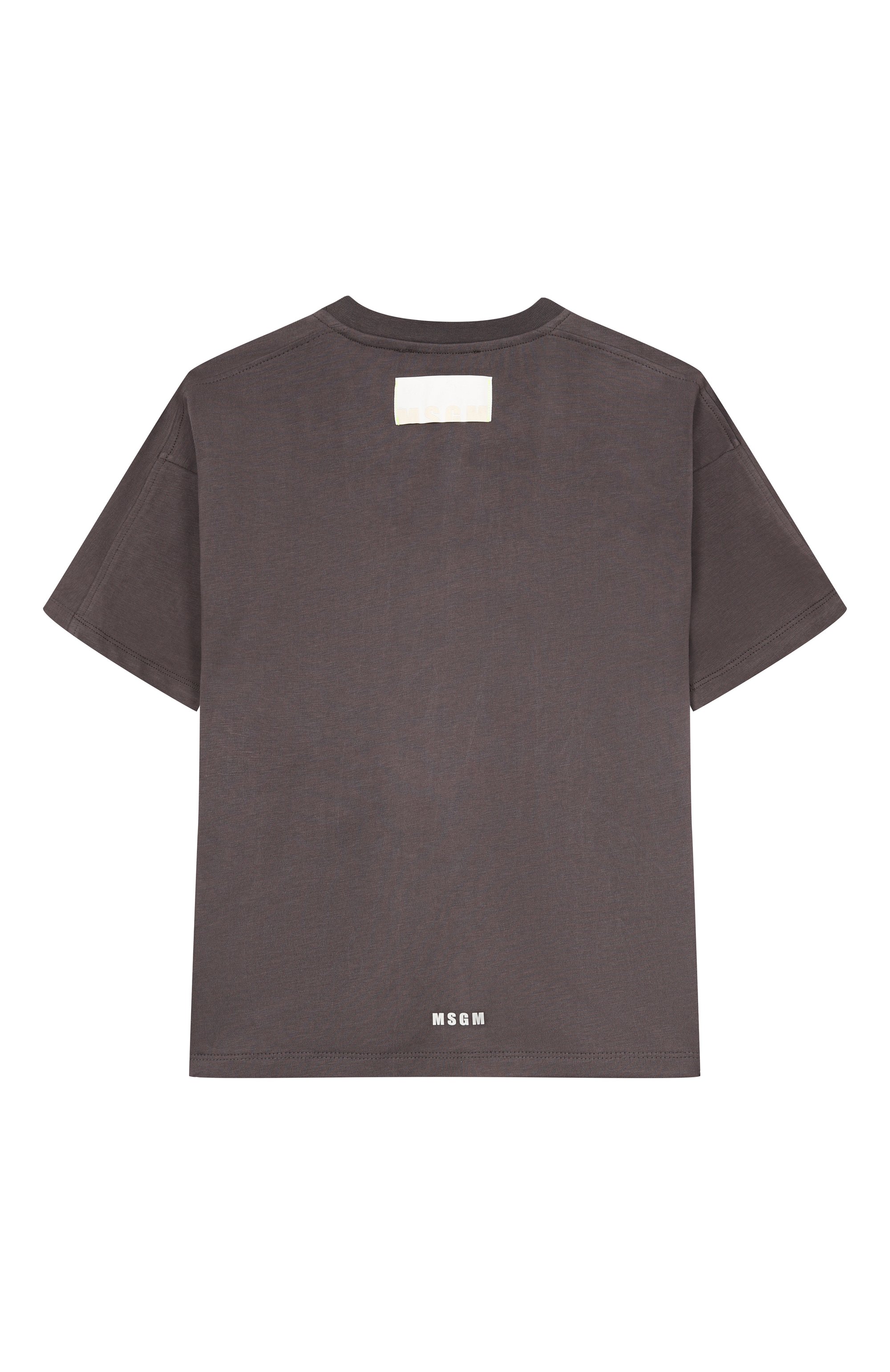 Хлопковая футболка MSGM KIDS коричневого цвета по цене 7205 руб., арт. S6MSJUTH151, фото 2 Хлопковая футболка MSGM KIDS, арт. S6MSJUTH151, фото 2