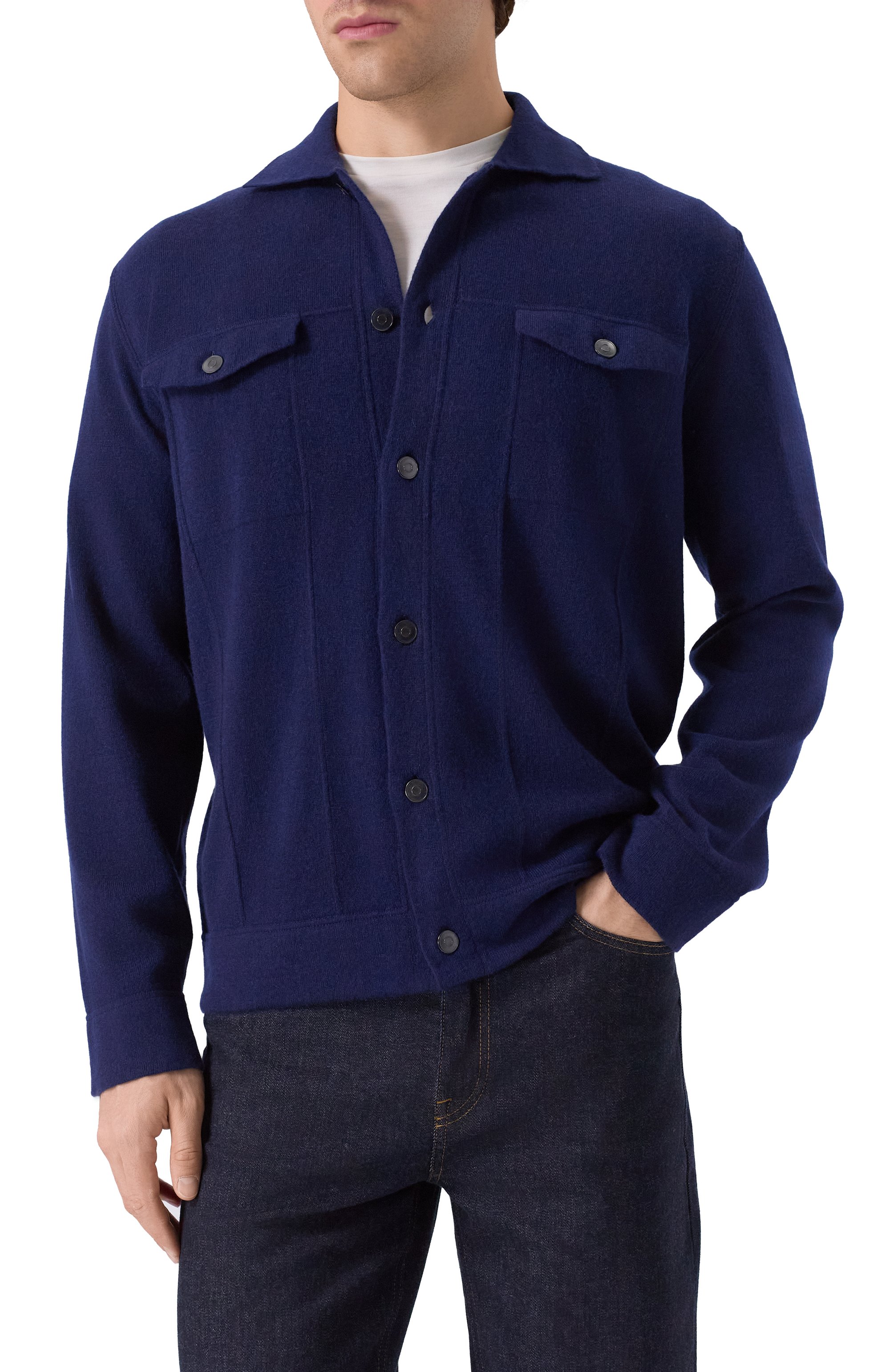 Кашемировая рубашка KITON синего цвета по цене 464500 руб., арт. UMK077902, фото 3 Кашемировая рубашка KITON, арт. UMK077902, фото 3