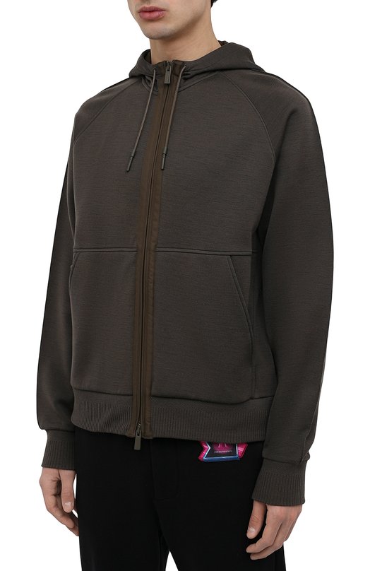 Толстовка из шерсти и хлопка Zegna UZ564/815 Хаки  UZ564/815 Фото 3