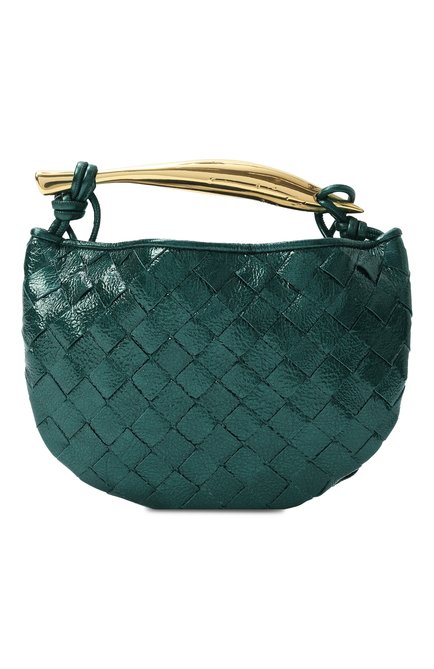 Женская сумка sardine mini  BOTTEGA VENETA зеленого цвета, арт. 804496/V51T1 | Фото 1 (Материал сплава: Проставлено; Материал: Натуральная кожа; Размер: mini; Ремень/цепочка: На ремешке; Драгоценные камни: Проставлено)