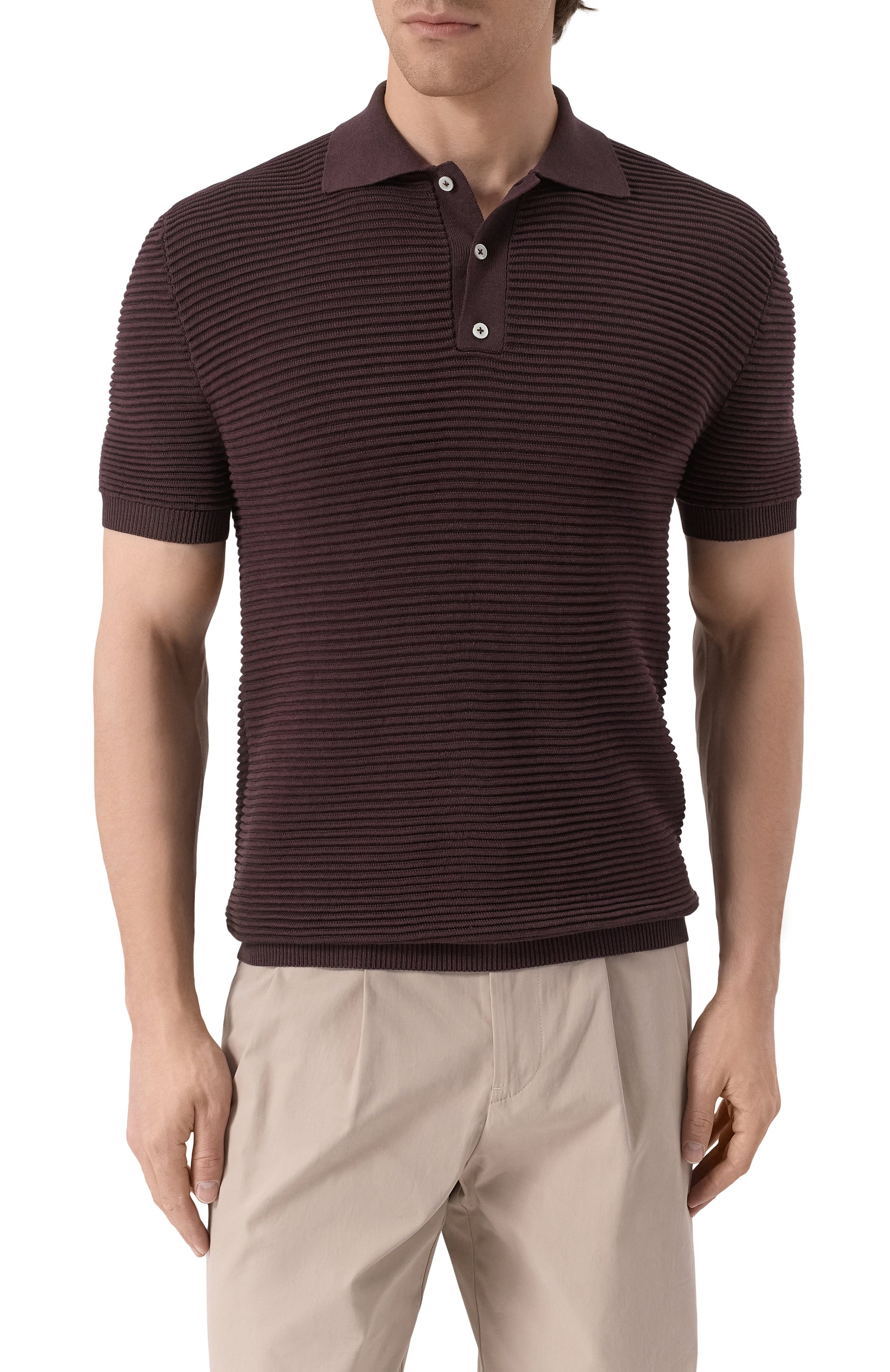 Поло из шелка и хлопка KITON бордового цвета по цене 222000 руб., арт. UMK065907, фото 3 Поло из шелка и хлопка KITON, арт. UMK065907, фото 3