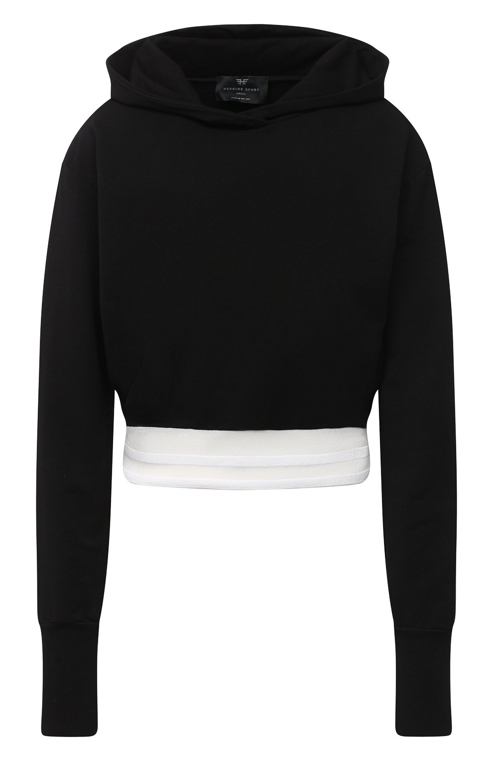 Худи HEROINE SPORT черно-белого цвета по цене 13150 руб., арт. HS-2-098/SUMMER 2020, фото 1 Худи HEROINE SPORT, арт. HS-2-098/SUMMER 2020, фото 1