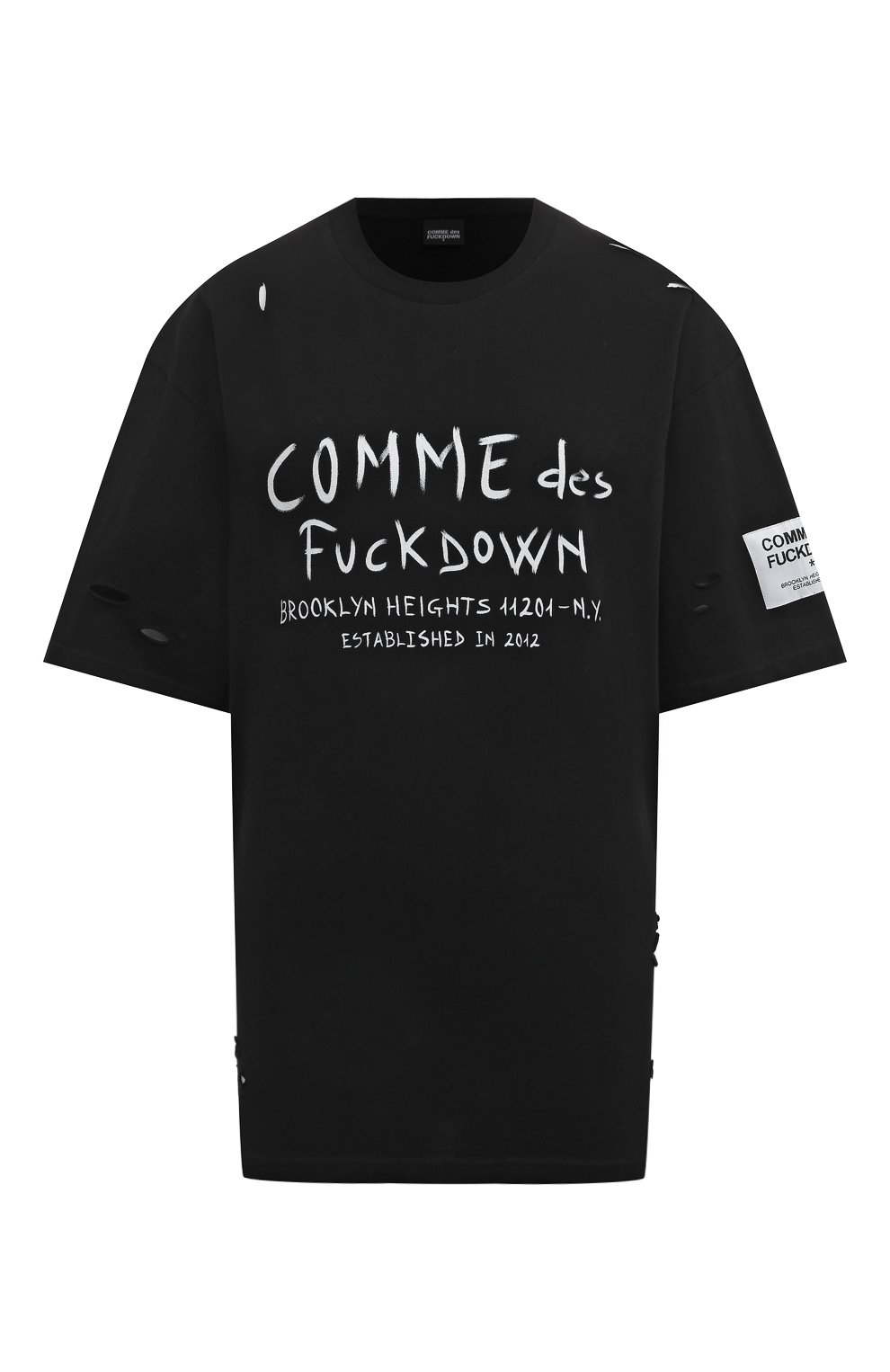 Хлопковая футболка COMME DES FUCKDOWN черного цвета по цене 8995 руб., арт. CFABW00128, фото 1 Хлопковая футболка COMME DES FUCKDOWN, арт. CFABW00128, фото 1