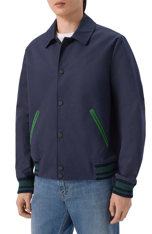 Хлопковый бомбер Kiton UGK153K0739H Синий  UGK153K0739H Фото 3