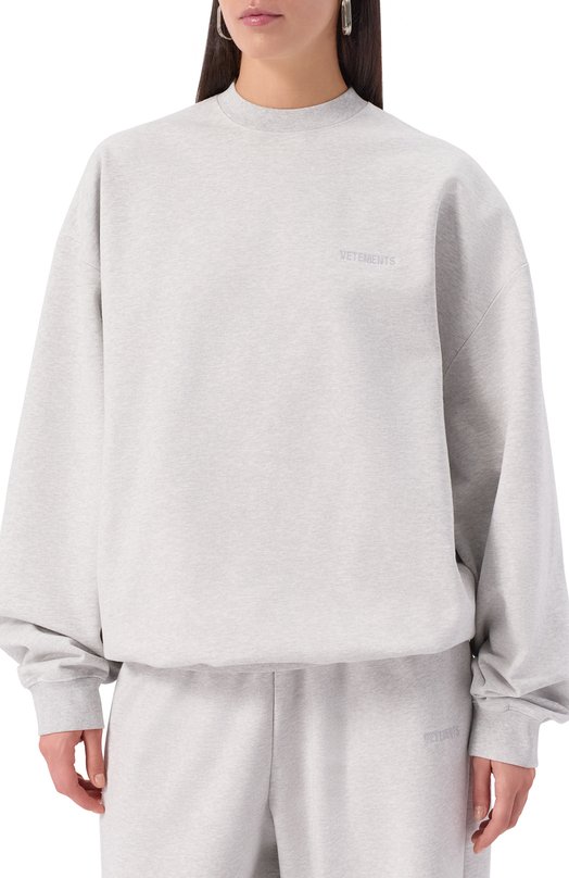 Хлопковый свитшот VETEMENTS UH76CW100G Серый  UH76CW100G Фото 3