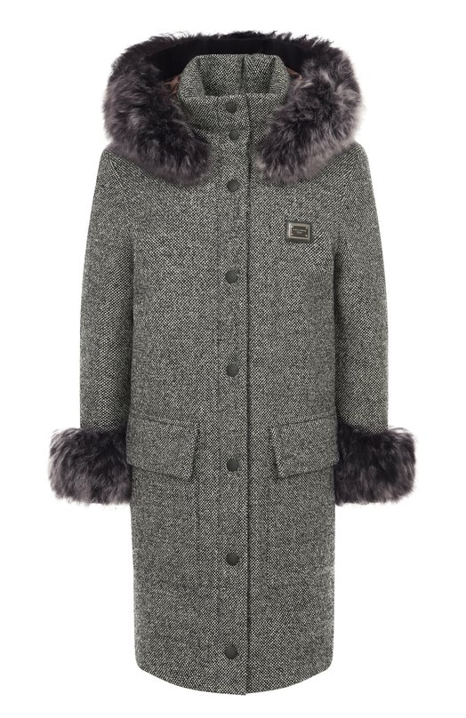 Шерстяной пуховик Dolce & Gabbana F9S84T/FMZAU Серый F9S84T/FMZAU