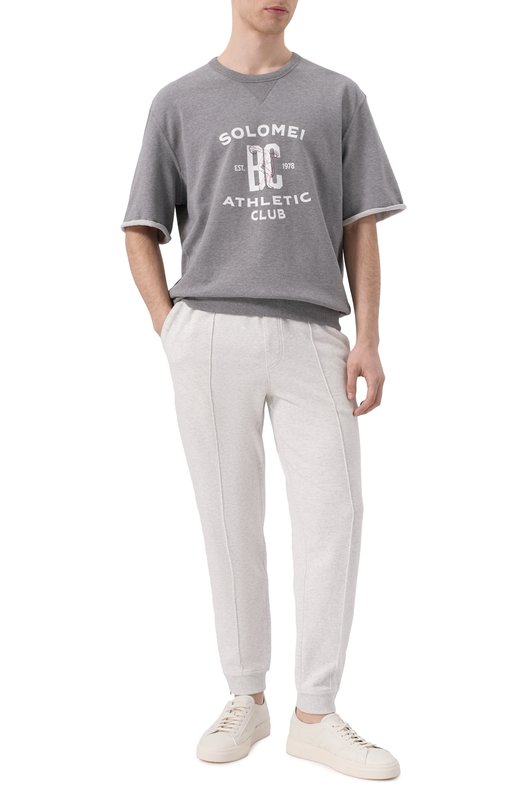 Хлопковая футболка Brunello Cucinelli MN05N3378G Серый  MN05N3378G Фото 2