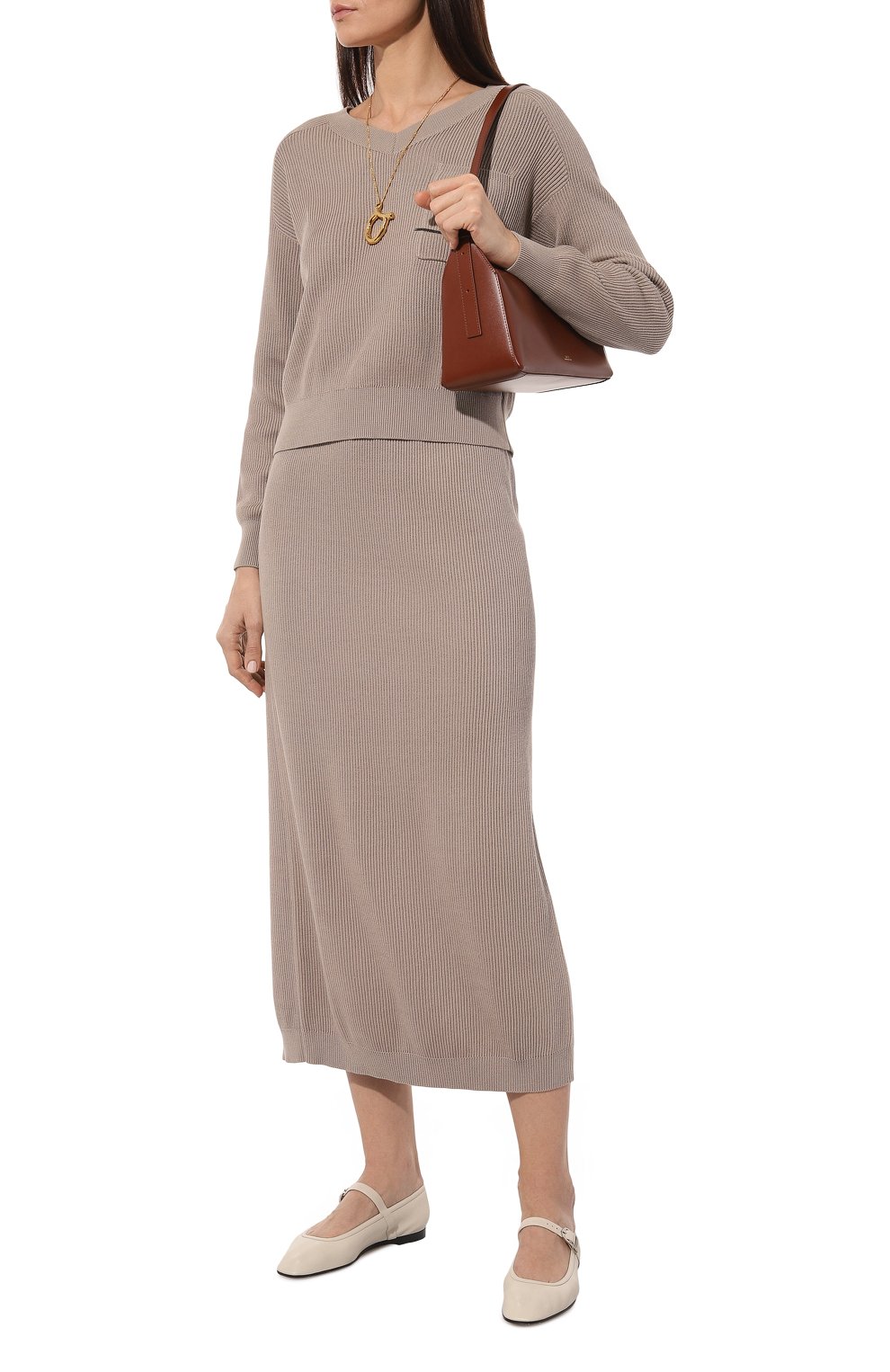 Хлопковая юбка BRUNELLO CUCINELLI темно-бежевого цвета по цене 131500 руб., арт. M1919B1307, фото 2 Хлопковая юбка BRUNELLO CUCINELLI, арт. M1919B1307, фото 2