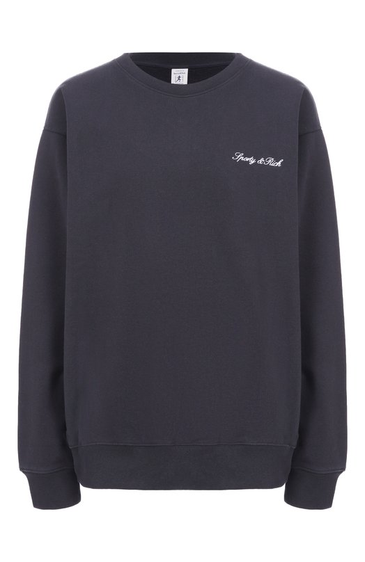 Хлопковый свитшот Sporty and Rich ST07160326BA01 Чёрный ST07160326BA01
