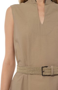 Женское хлопковое платье BRUNELLO CUCINELLI темно-бежевого цвета, арт. M0F79AEG63 | Фото 5 (Материал внешний: Хлопок; Стили: Кэжуэл; Случай: Повседневный; Женское Кросс-КТ: Платье-одежда; Рукава: Без рукавов; Длина Ж (юбки, платья, шорты): Макси)