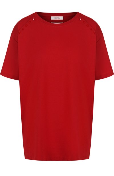 Женская однотонная хлопковая футболка свободного кроя VALENTINO, арт. PB3MG07B/3UC