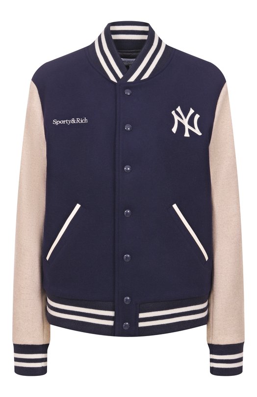 Шерстяной бомбер Sporty and Rich 0W007623633BL111 Синий 0W007623633BL111