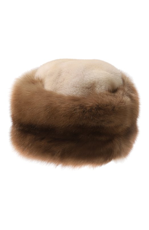 Шапка-кубанка из меха норки и соболя VICTORIA KUSENKOVA 061203641455 Бежевый  061203641455 Фото 3