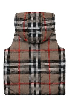 Детский утепленный жилет BURBERRY бежевого цвета, арт. 8069443 | Фото 2 (Рукава: Короткие; Девочки Кросс-КТ: Верхняя одежда; Материал внешний: Синтетический материал; Материал сплава: Проставлено; Драгоценные камни: Проставлено)