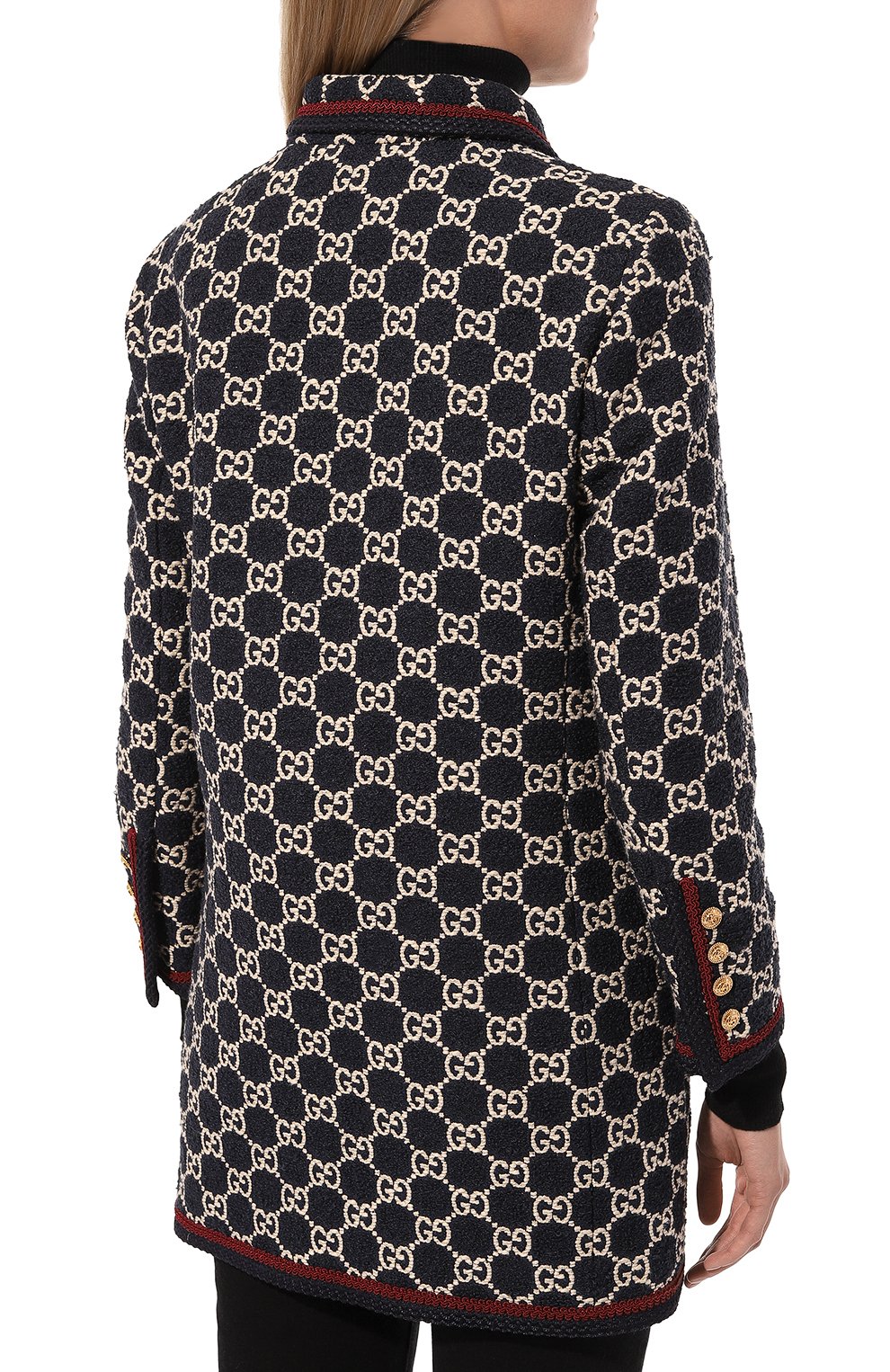 Полупальто из хлопка и шерсти GUCCI синего цвета по цене 504000 руб., арт. 577448 ZAAMP, фото 4 Полупальто из хлопка и шерсти GUCCI, арт. 577448 ZAAMP, фото 4