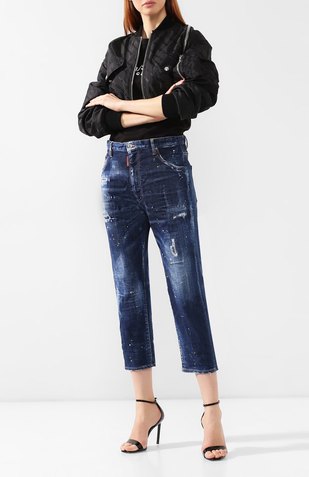 Укороченные джинсы DSQUARED2 синего цвета по цене 38500 руб., арт. S72LB0181/S30342, фото 2 Укороченные джинсы DSQUARED2, арт. S72LB0181/S30342, фото 2