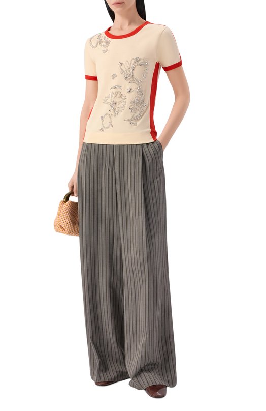 Хлопковая футболка Dries Van Noten 011117/3603 Кремовый  011117/3603 Фото 2