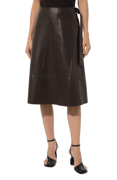 Кожаная юбка YVES SALOMON темно-коричневого цвета по цене 123000 руб., арт. 23EYJ20271APXX, фото 3 Кожаная юбка YVES SALOMON, арт. 23EYJ20271APXX, фото 3