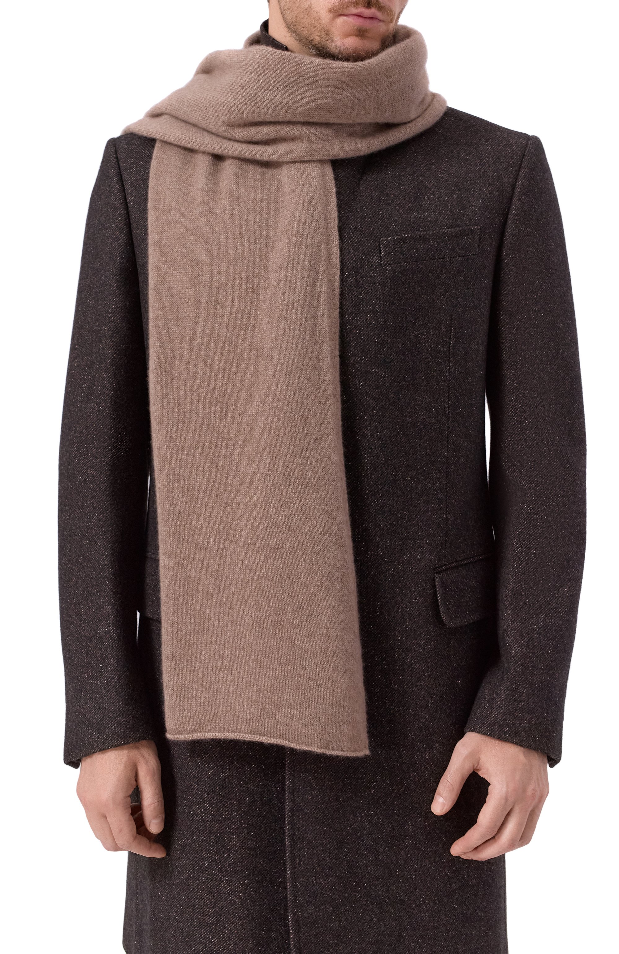 Кашемировый шарф ANDREA CAMPAGNA темно-бежевого цвета по цене 37500 руб., арт. 010204, фото 2 Кашемировый шарф ANDREA CAMPAGNA, арт. 010204, фото 2