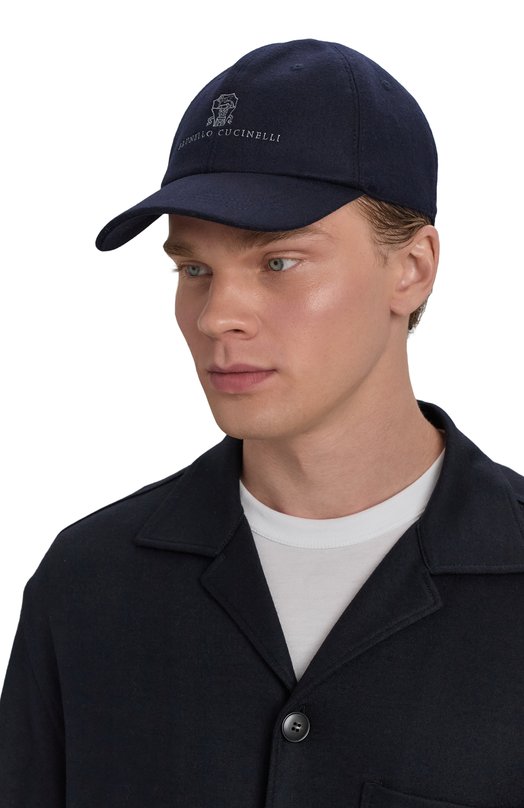 Шерстяная бейсболка Brunello Cucinelli M038P9850 Синий  M038P9850 Фото 2