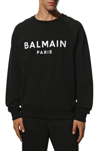 Хлопковый свитшот BALMAIN черного цвета по цене 59150 руб., арт. WH1JQ005/B125, фото 3 Хлопковый свитшот BALMAIN, арт. WH1JQ005/B125, фото 3