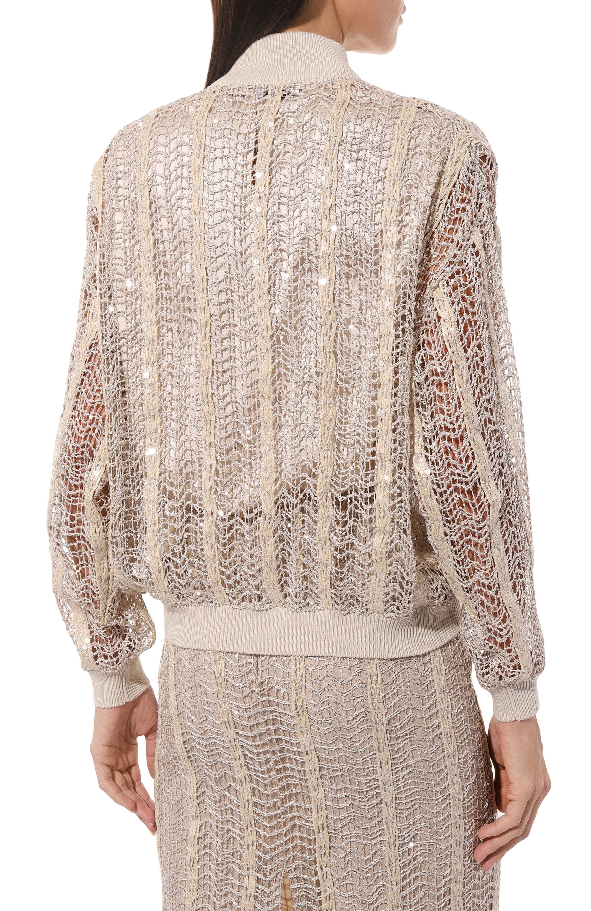 Бомбер BRUNELLO CUCINELLI светло-бежевого цвета по цене 569000 руб., арт. MRSR09006P, фото 4 Бомбер BRUNELLO CUCINELLI, арт. MRSR09006P, фото 4